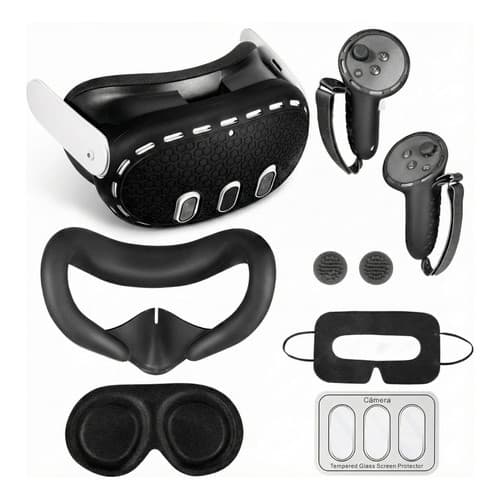 Kit Capa Proteção Silicone Para Oculus Quest 3 Protetor Vr Preto