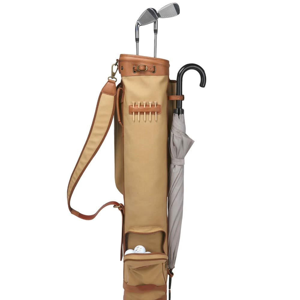 Estilo De Qualidade Tradicional Lona E Couro Suporte De Golfe Saco De Transporte Sacos De Carrinho LCGB-0025
