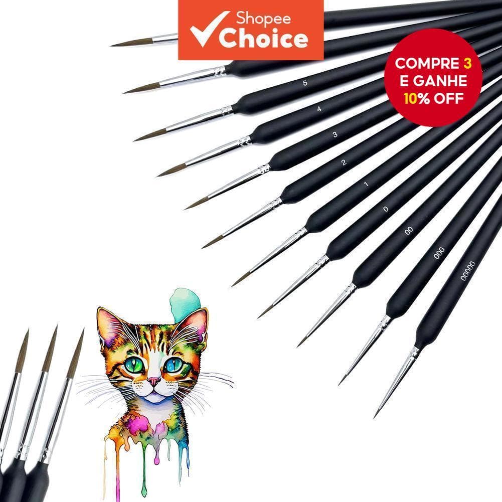 Conjunto De Pincéis De Pintura De Detalhes Finos , 11 Peças , Ponta Fina Em Miniatura Para Óleo Aquarela , Acrílico , Mo