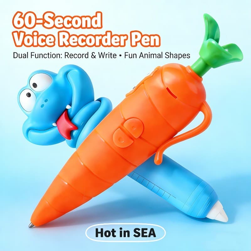 Caneta De Voz De Cenoura animal Bunny-Gravador De Som + Esferográfica LED Para Crianças