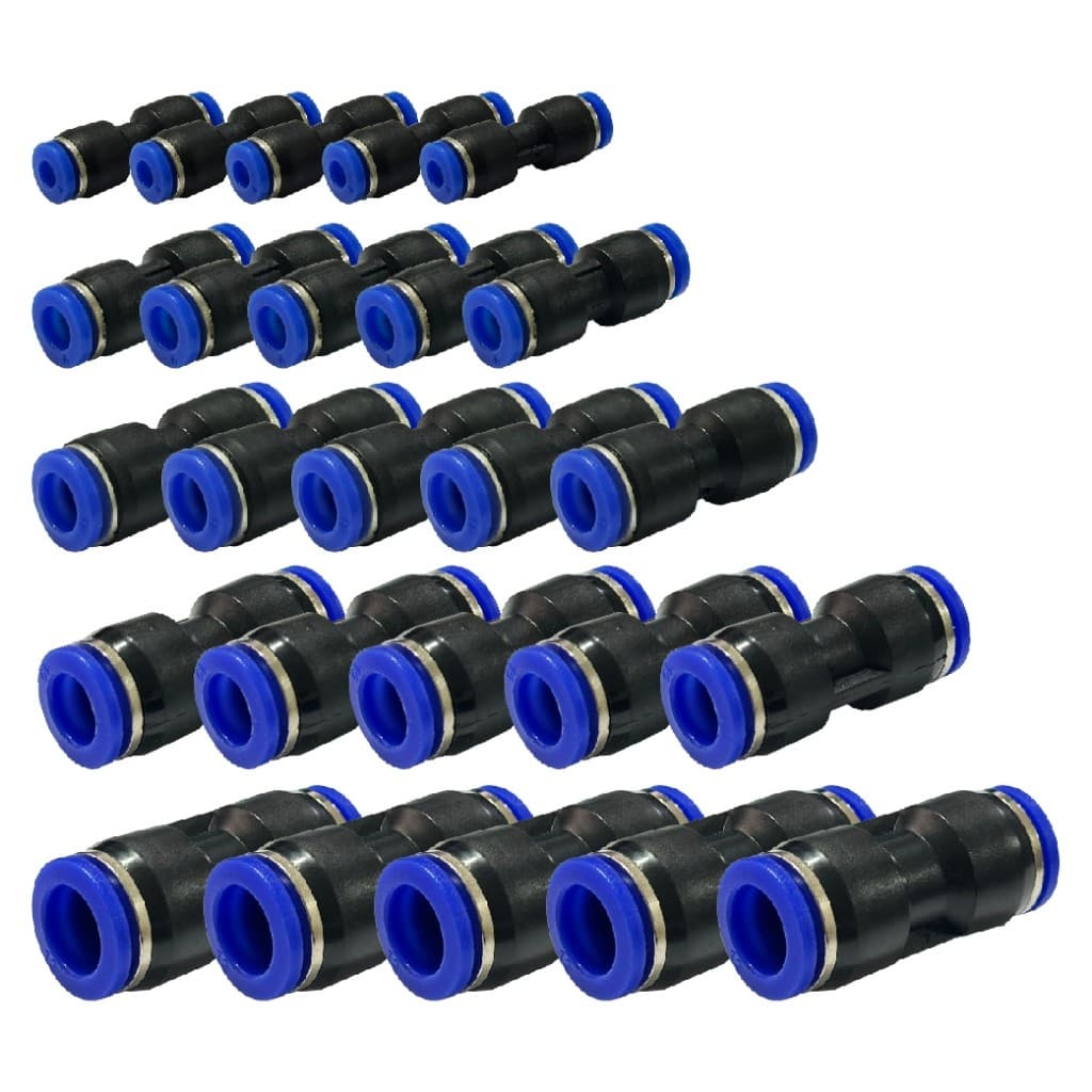 Kit 25 União Reta Emenda Pu 4, 6, 8, 10, 12mm 05 Peças De Cada