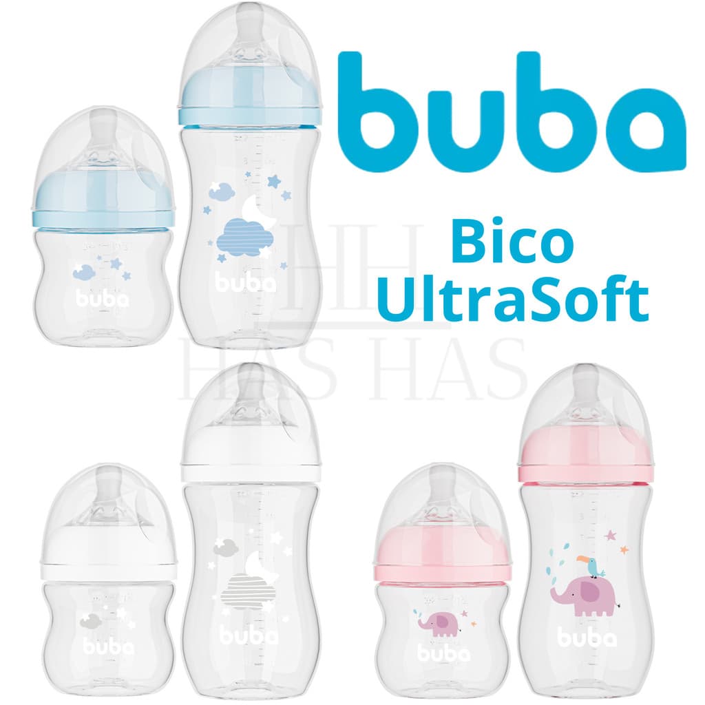 Kit 2 Mamadeiras Anticolica Buba Ultra Soft 120ml e 270ml Menina Menino Tamanho Fluxo 1 e 2 BPA Free