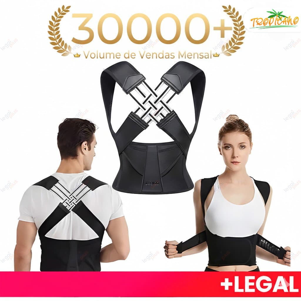 Colete Corretor Postural Ajustável Unissex para Costas