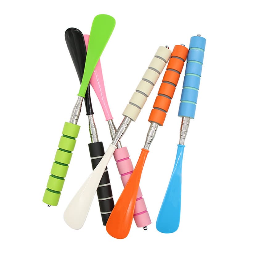 Calçadeira retrátil de aço inoxidável, 6 cores, cabo longo, ferramenta útil para sapato doméstico, alça longa, extrator 