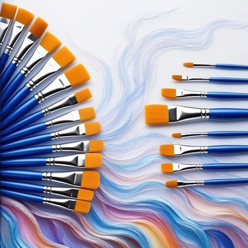 Conjunto De Pincéis De Pintura Profissional (50 Unidades)-Cerdas De Nylon De Vários Tamanhos Para Óleo/Água/Acrílico/Art