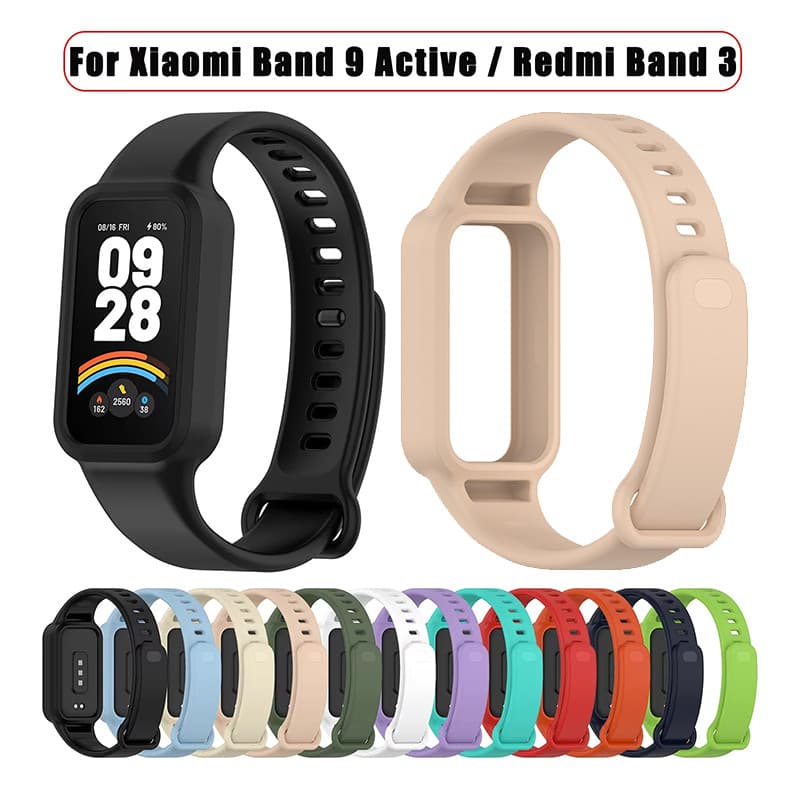 Pulseira De Capa Capinha Silicone Esportiva Para Xiaomi Mi Smart Band 9 Active/Redmi Band 3 Strap Protetor De Tela