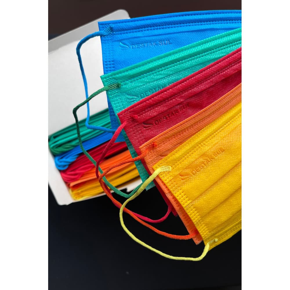 Máscara Descartável Tripla Caixa Sortida Summer Colors com 50 Unidades Destak