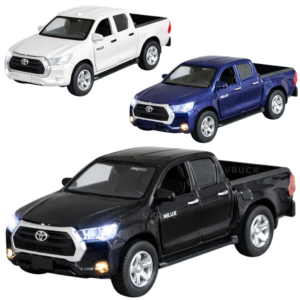 Toyota Hilux Miniatura com LUZ E SOM Colecionável Carro Ferro 1:32 Metal