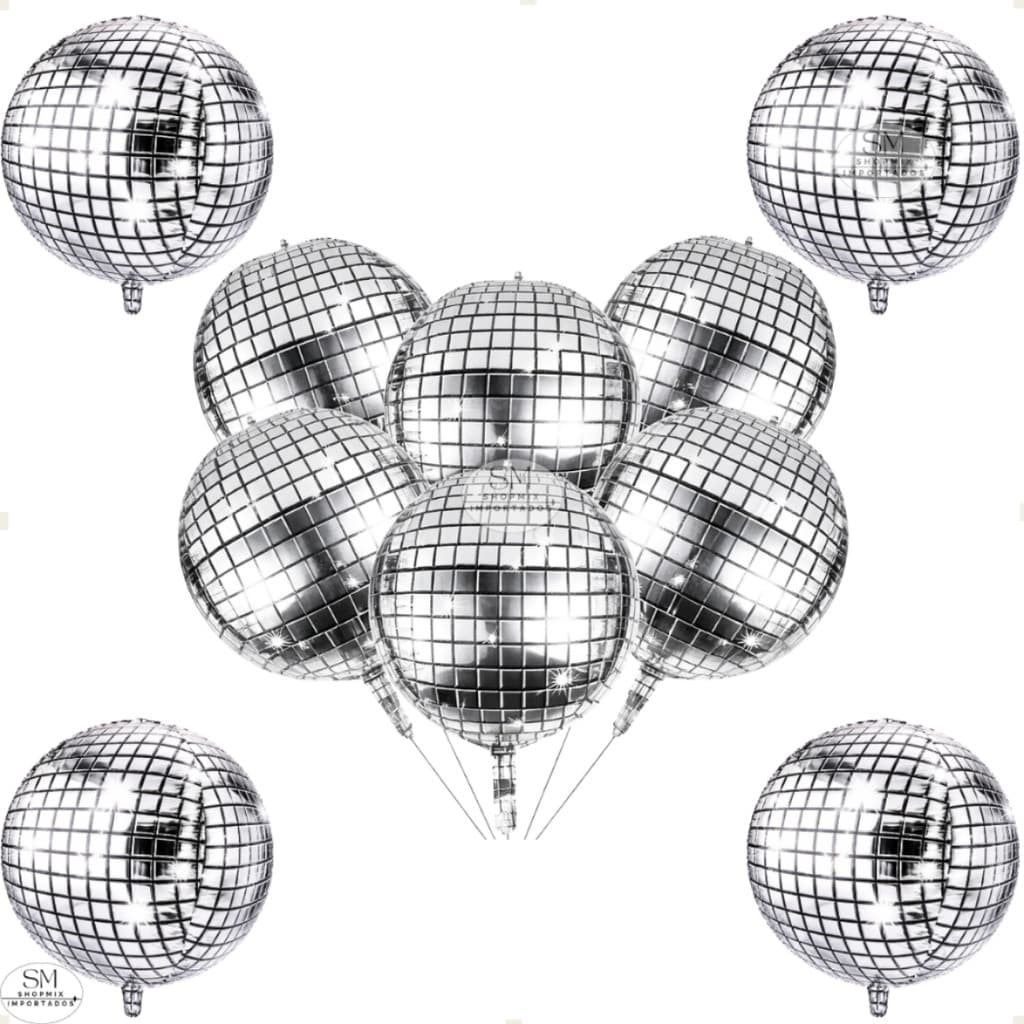 Kit Balao Metalizado Globo Espelhado 4D Orbz Discoteca Grande Balada Festa Decoração 2/5/10/20 un