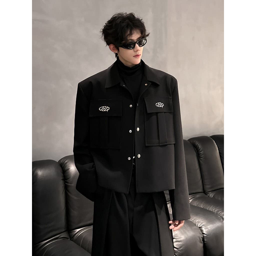 Blazer de lã masculino Design curto sentido ombro acolchoado terno superior High-End luz estilo luxo masculino rufião bo