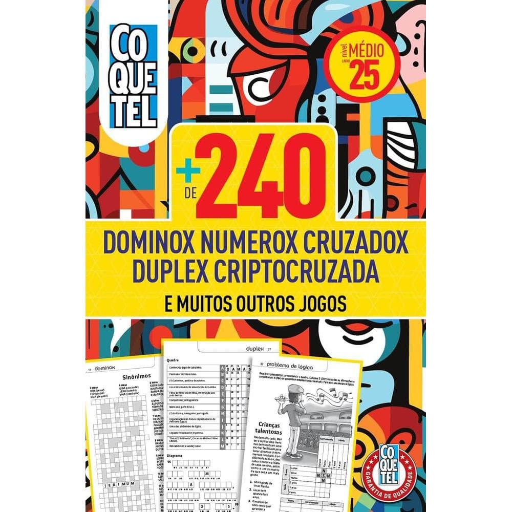 MAIS DE 240 DOMINOX NUMEROX CRUZADOX DUPLEX CRIPTOCRUZADA - NIVEL MEDIO - LIVRO 25 - COQUETEL | EDITORA COQUETEL | COQUE