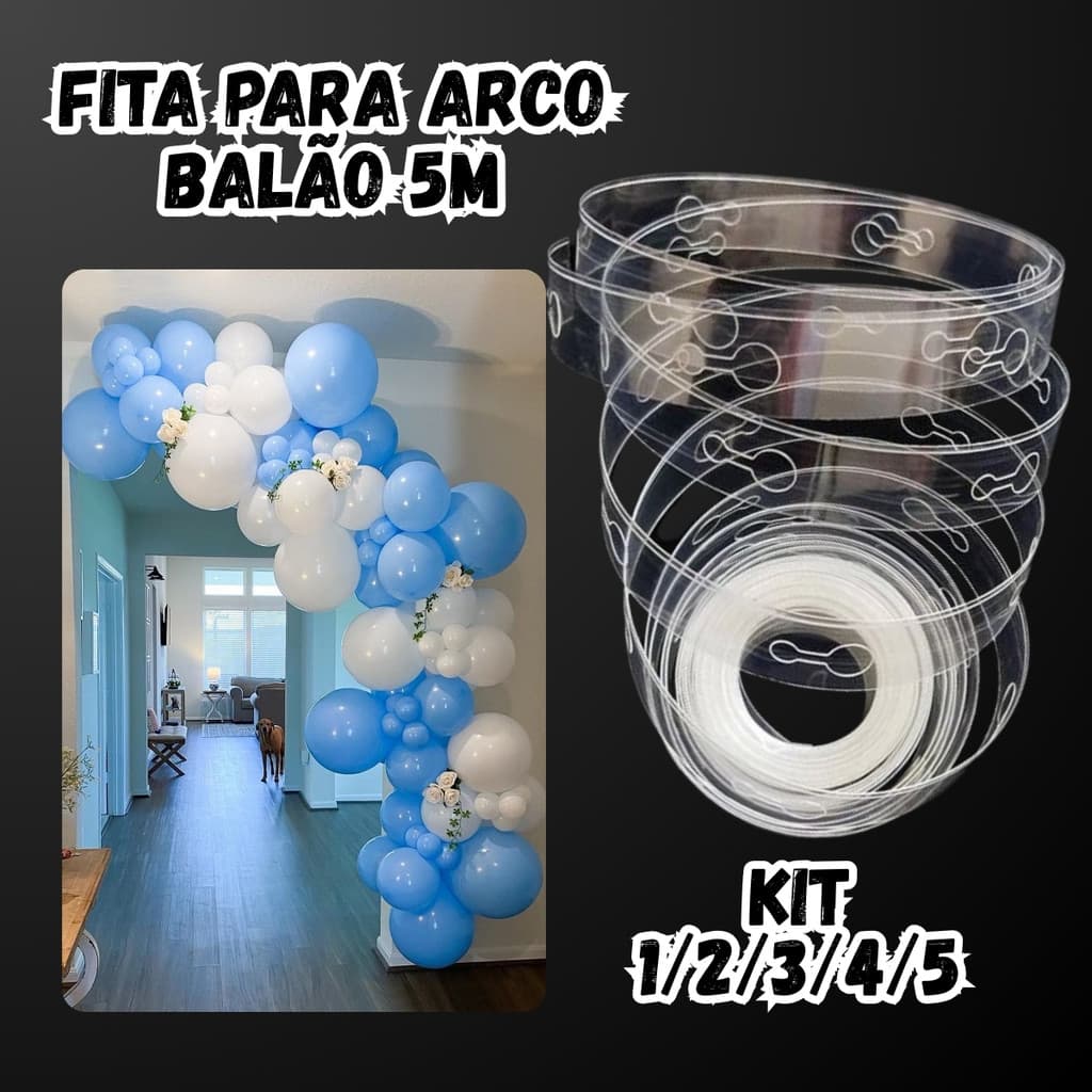 Fita P/ Arco Descontruído 25 Metros Bexigas Fita Suporte Decorações Para Festas e Eventos Top+