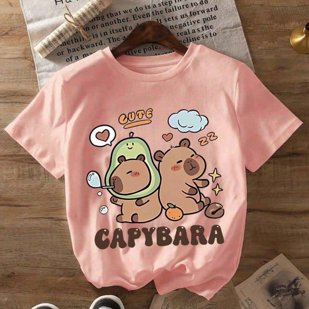 Camiseta infantil 100% algodão  - Estampa Duas Capivaras blusinha fofa uso ideal para meninas. entrega rapida...