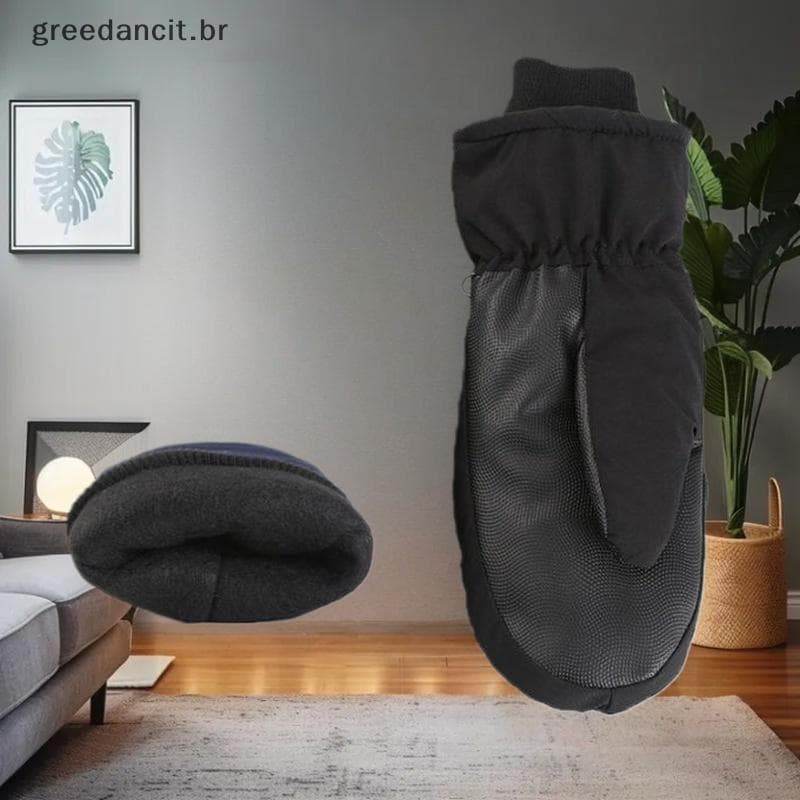 Prosperityusma 1 Par De Luvas De Inverno Forradas De Lã Com Punho Estendido Esqui Térmicas Unissex Ponta À Prova De Vent