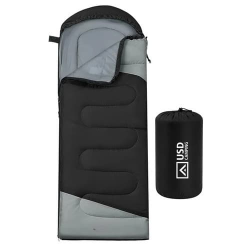 Saco De Dormir Camping Impermeável Usd Confortável 2,10m X 75cm C/ Bolsa De Transporte Cor Azul Preto Laranja Cinza