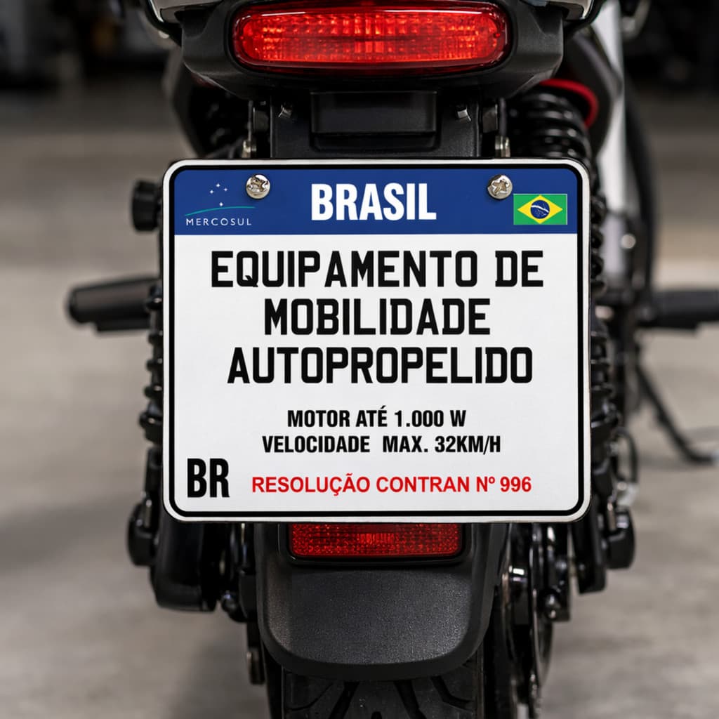 Placa 1000W Sem QR Moto Elétrica Bike Elétrica Brasil