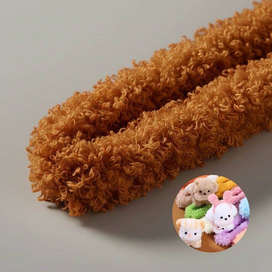 Haste de Chenille de Pelúcia Caramelo (101cm) Pelo de Coelho - 1 unidade