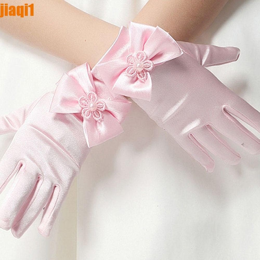 JIAQI1 Luvas De Laço Macio Flor Menina Vestido Acessórios Festa Infantil 1 Par Breve Parágrafo Femininas
