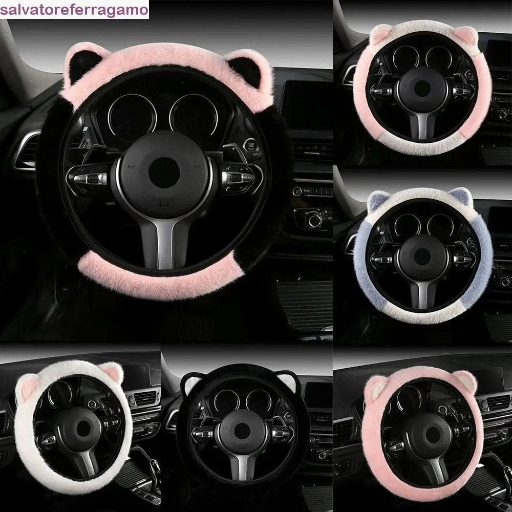 Capa De Volante De Pelúcia SALVATOREFERRAGAMO , Com Orelhas De Gato Macia E Quente , Confortável