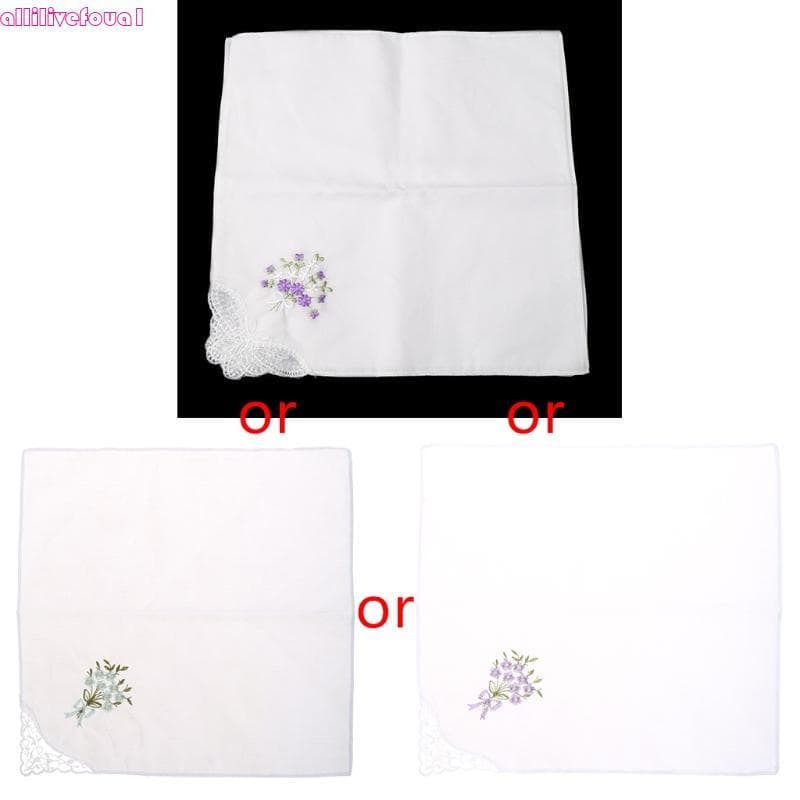 allilivefoua1 6 Peças Feminino Lenço Renda Bordado Floral