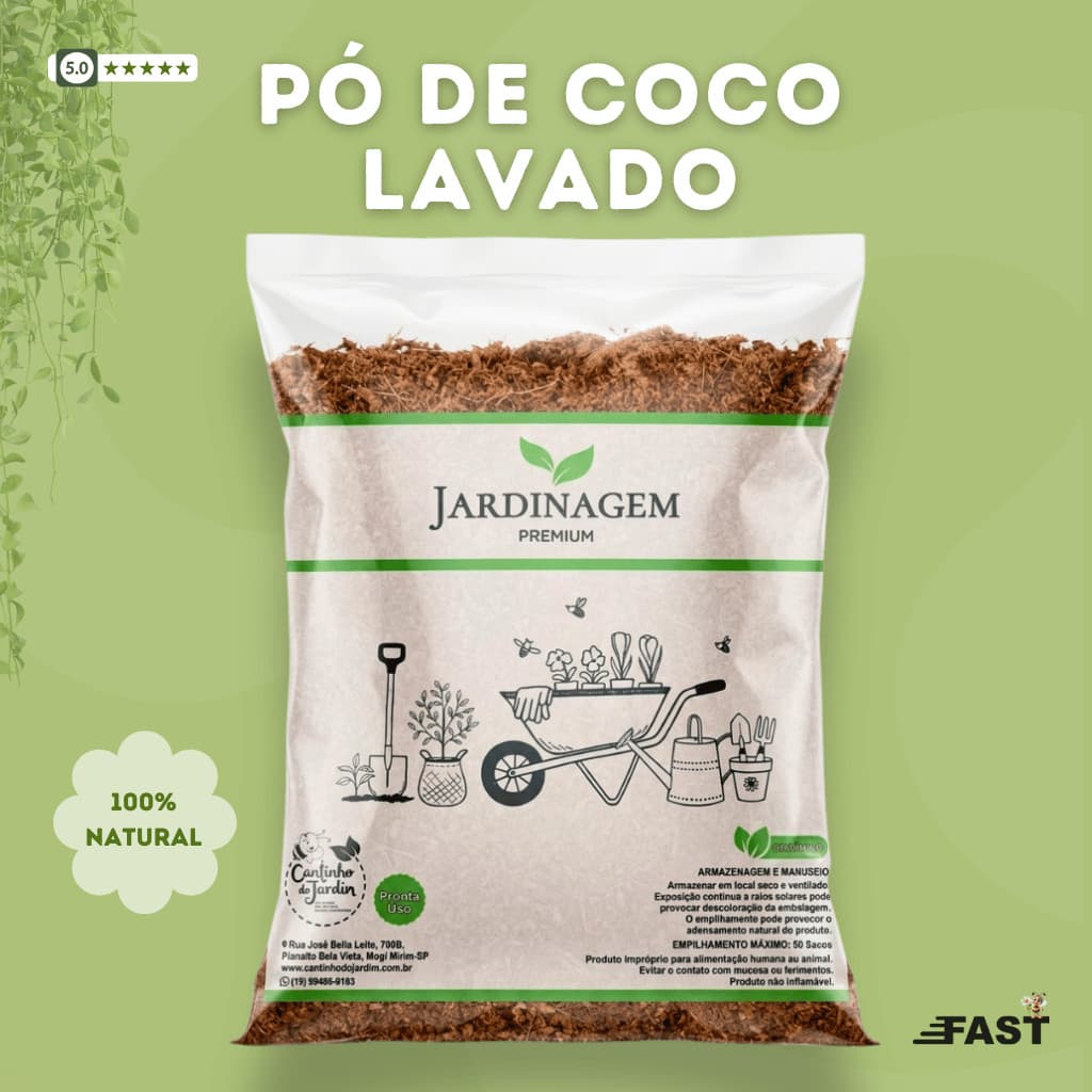 Pó de Coco Lavado 2.5Kg Substrato Natural Premium para Plantas, Hortas, Jardinagem e Germinação