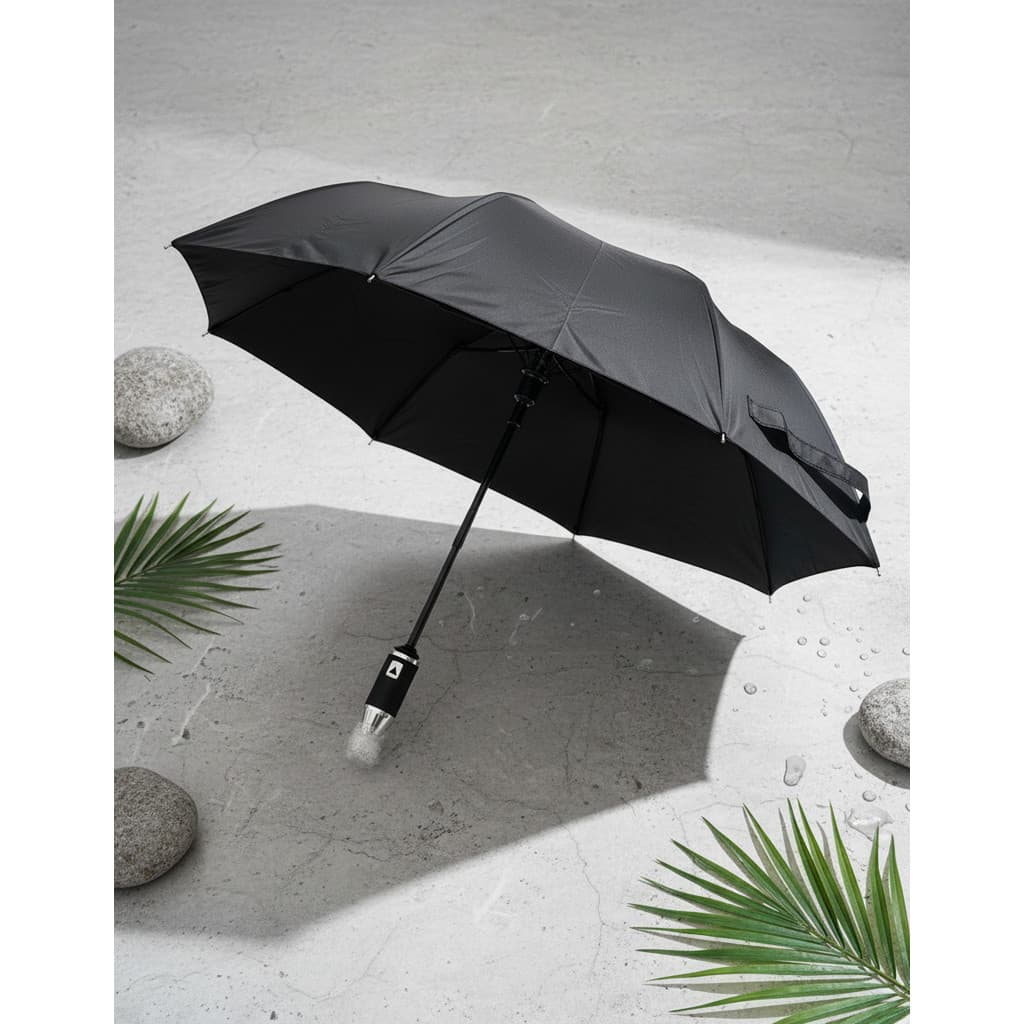 Guarda Chuva Grande Reforçado Contra Vento Sombrinha Unissex Preto com Proteção UV para Sol Ventania