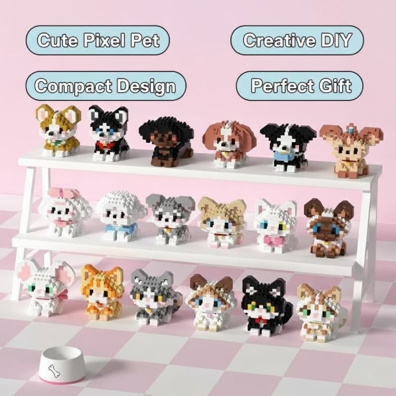 Kit De Blocos De Construção Criativos Meikensm-Conjunto De Enfeites Para Animais De Estimação DIY Com Figuras , Sonolent