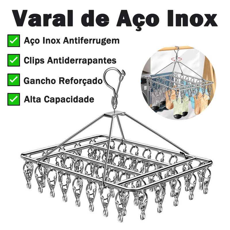 Varal De 60/40/30 Clips Inox Prendedores Pratico E Retrátil Cabide Para Roupas Intimas Para Pequenas