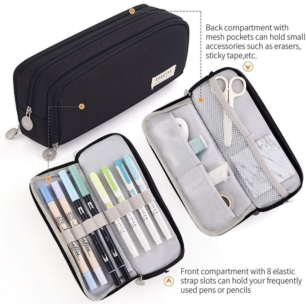 Estojo De Lápis De Tecido De Grande Capacidade Camada /Double Sided Pen Bag Pencil Case/Escolar/Escritório/Faculdade