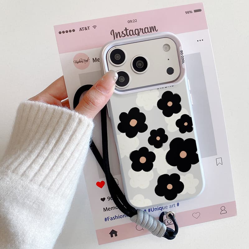 Capa de celular da flores pretas com iPhone 17 16 15 14 13 12 11 PRO MAX XS XR 7 8PLUS SE AIR casca macia