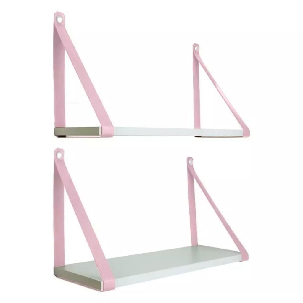 Kit 2 Prateleira Nicho de Parede mdf Branca Com Alça em Couro Varias Cores 45x15 De Comprimento Varias Cores! Oferta!