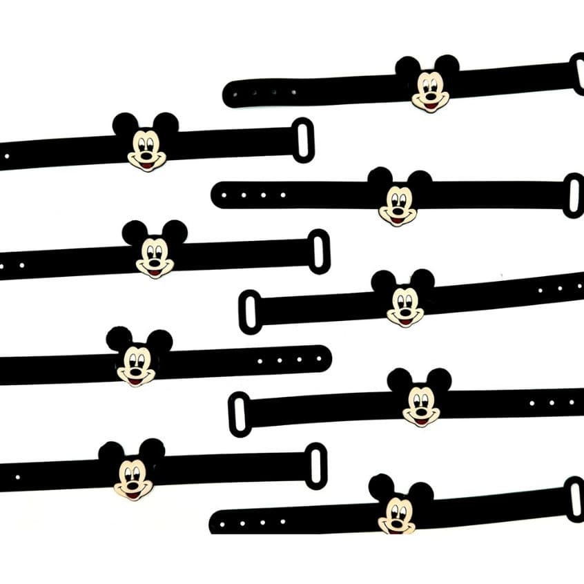 Pulseira Mickey 10un Lembrancinha Tema Festa Disney Emborrachada Borracha Promoção