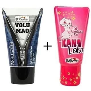 Volumão Lubrificante Intimo Masculino + Xana Loka Lubrificante Intimo Feminino Xana Loka Hot Flowers