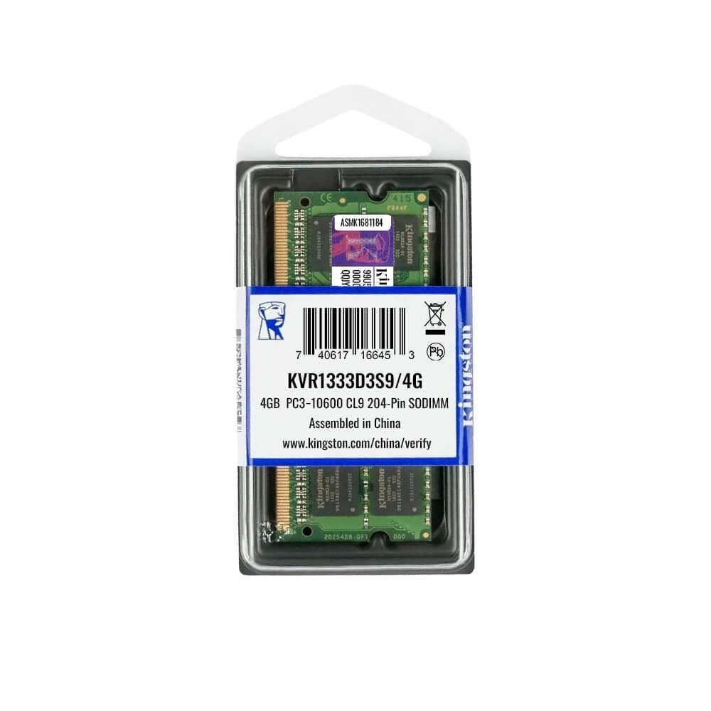 Memória Kingston DDR3 4GB 1333MHZ SODIMM KVR1333D3S9/4G