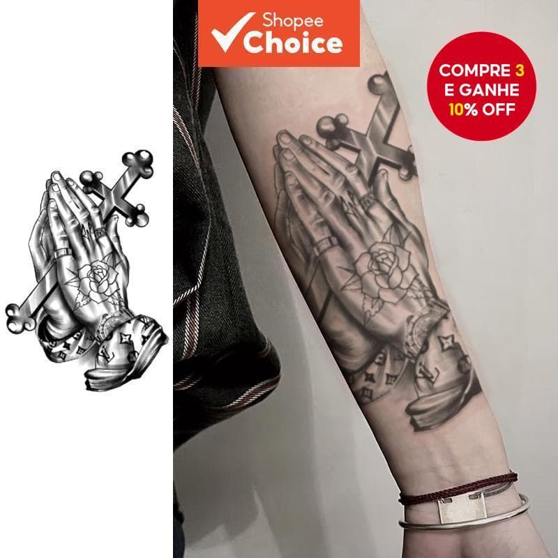 15 Dias À Prova D'água Rosa Mão Tatuagem Temporária Arte Corporal Realista Semipermanente