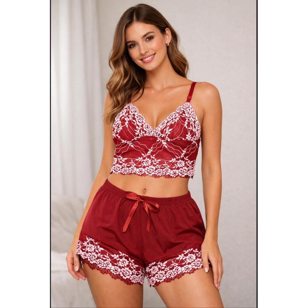 Baby Doll Feminino Bicolor Renda Premium Alta Qualidade