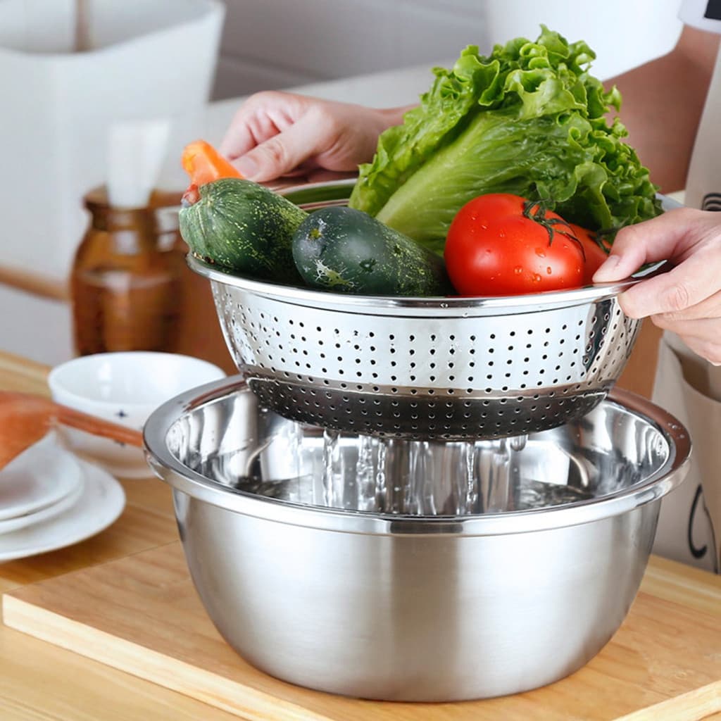 Escorredor De Arroz Inox Legumes Frutas Multiuso Cozinha Coador Peneira Drenagem Inoxidável