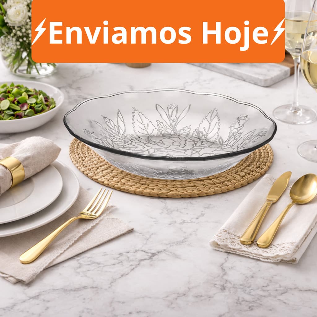 Kit Até 20 Pratos Fundo Liso de Vidro Flor Flogia - Transparente e Resistente