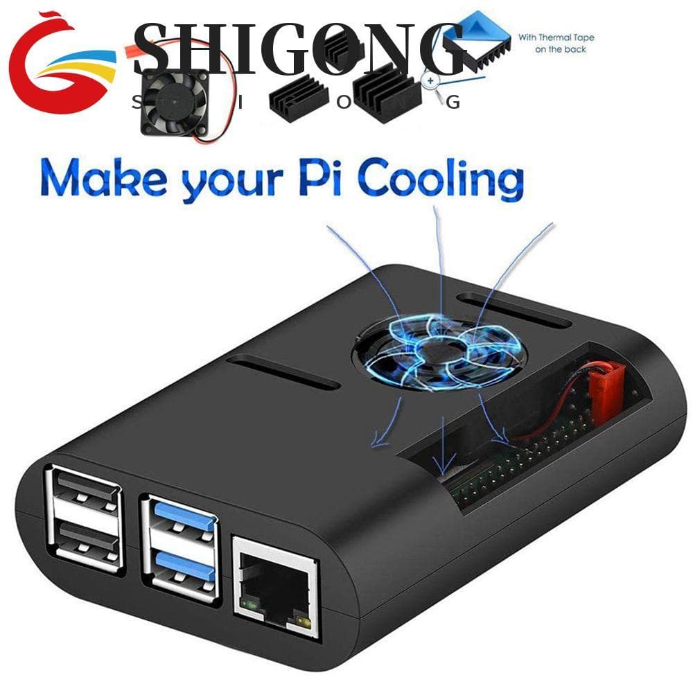 SHIGONG Caso Durável Útil Refrigerador Dissipador De Calor Para Raspberry Pi 4 Modelo B , 4B , Com Ventilador De Refrige