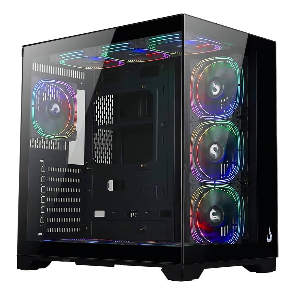Gabinete Gamer Rise Mode Galaxy Glass Standard V2 | 10 Fans ARGB | Preto