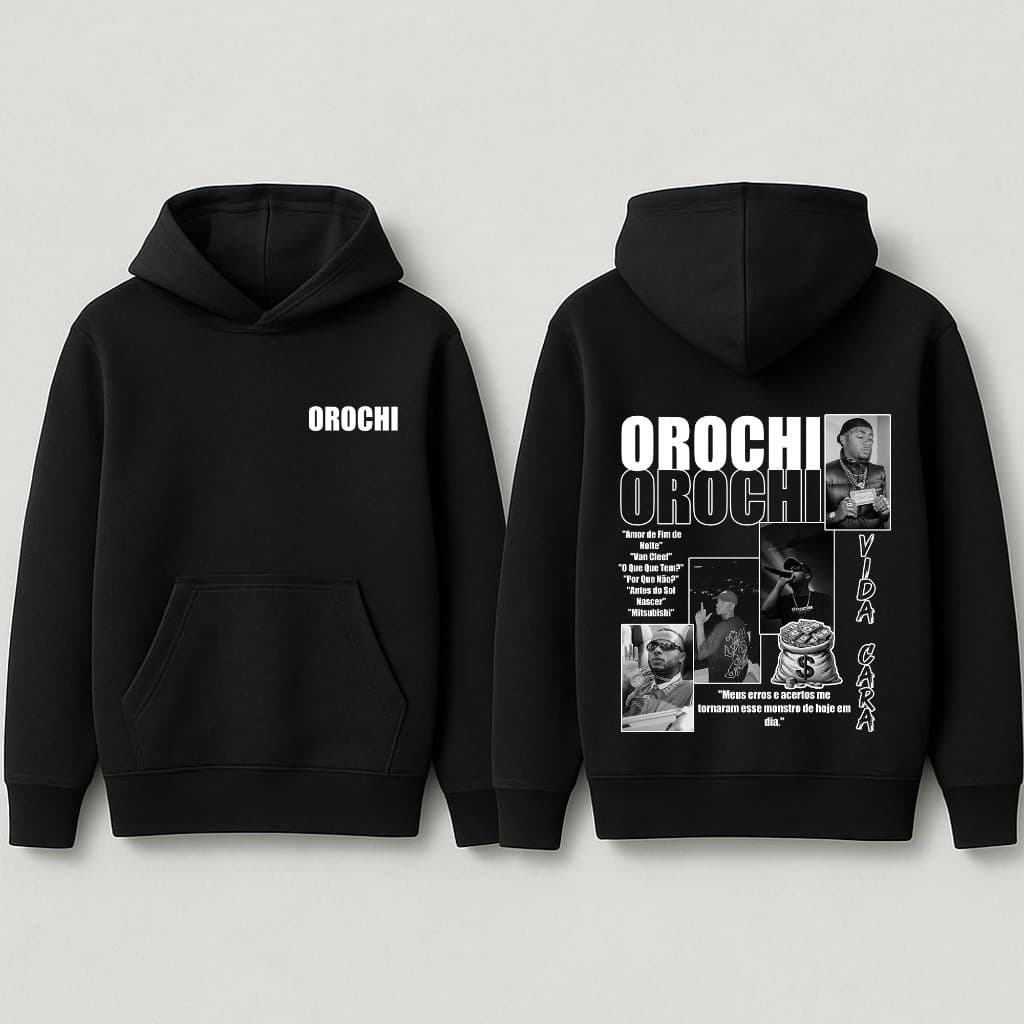 Moletom Premium Tendência Cantor Orochi Rapper Meus Erros Acertos Tornaram Monstro Letra Musica 344