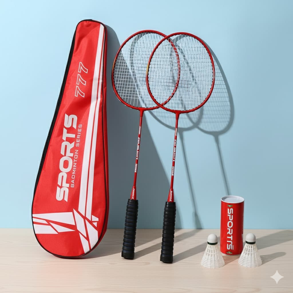 Kit Badminton 2 Raquetes + 3 Petecas Com Bolsa Para Transporte