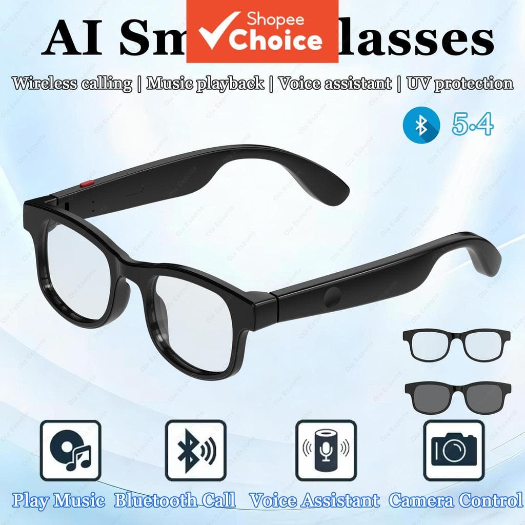  Óculos de Sol Inteligentes Bluetooth para Homens e Mulheres, Multifuncionais com Controle por Toque, Reprodução de