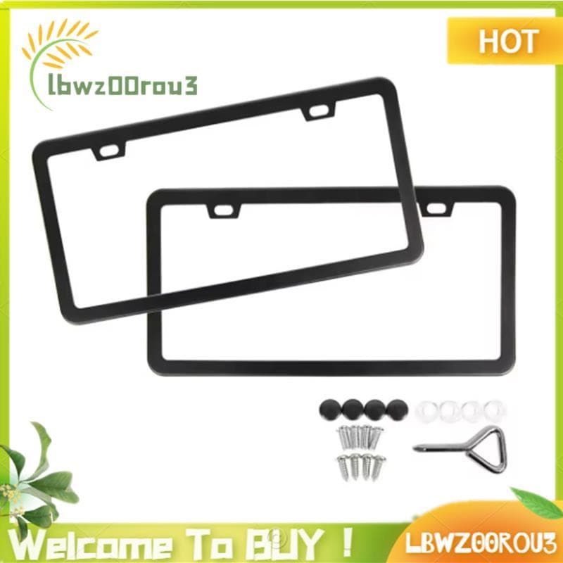 Quadro De Placa De Licença Dos Eua De Aço Inoxidável Preto Resistente 2 Unidades Para Automóveis