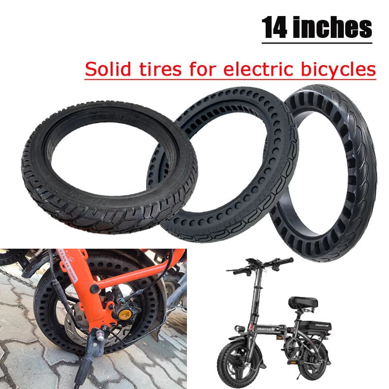 Novo 14 Polegada 14x2.125 Pneu Sólido Bicicleta Elétrica À Prova De Explosão Não Inflável Oco Favo De Mel