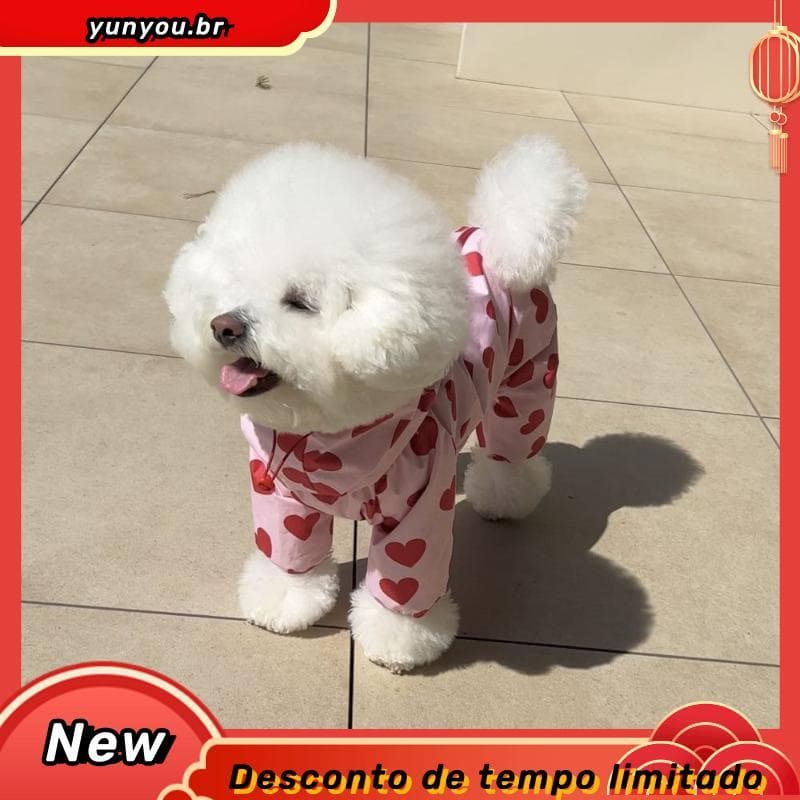 Capa De Chuva Impermeável Com Tudo Incluído Para Cães Pequenos , Roupas De Cachorro , Chihuahua , Arnês , Pequeno