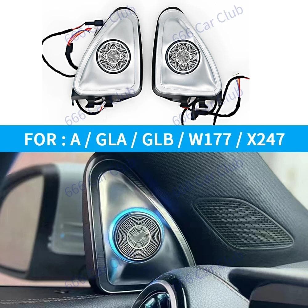 Novo LED 4D Rotativo Tweeter Alto-Falante Para Mercedes Benz W177 X247 GLA GLB Uma Classe 64 Cores RGB 3D Chifre Agudo D