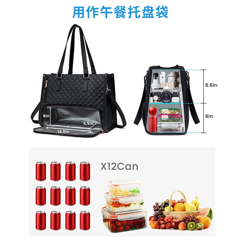 DIRETO DO FABRICANTE Sacola De Almoço HNANC Para Mulheres , Bolsa Laptop 2 Em 1 De Grande Capacidade E 15.6 Polegadas C