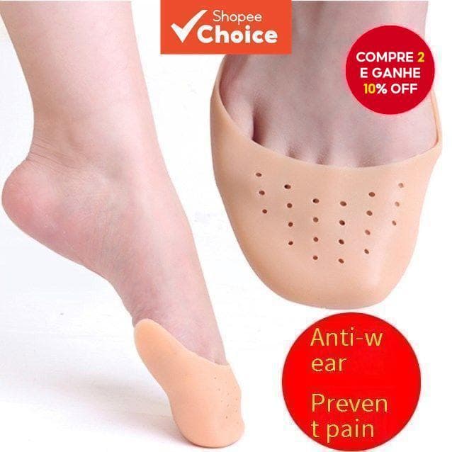 Capas de dedo em silicone elástico, proteção anti-fricção, palmilhas de meio tamanho e almofadas espessas para os pés.