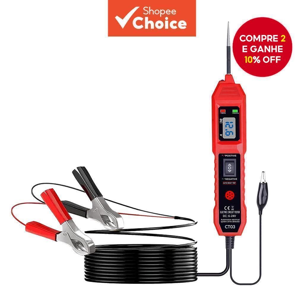  Testador Automotivo Circuito, Testador de Tensão 6V/12V/24V CC Multifuncional, Sonda de Teste para Carro, Teste de